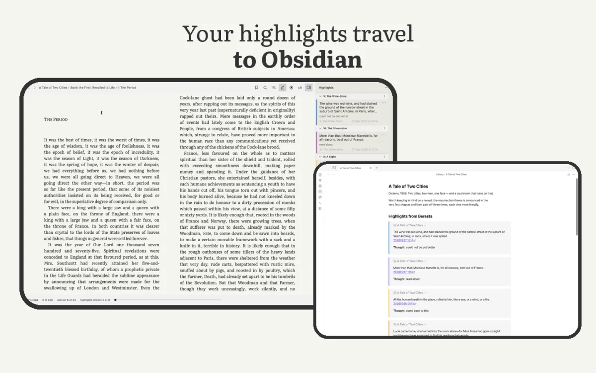 Highlights in Obsidian, on the Mac